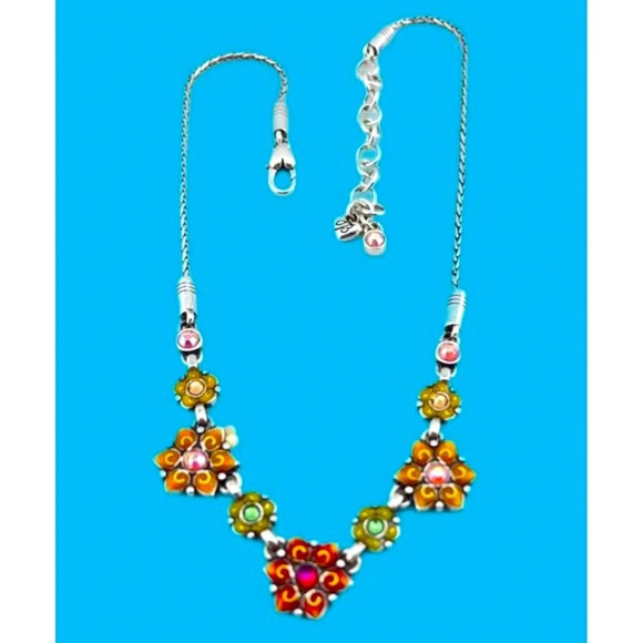 BRIGHTON Silver Plated GARDEN OF EDEN Crystal Enamel Reversible Necklace - Picture 2 of 4